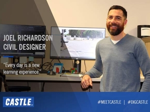 Joel Richardson at his desk at Castle Contracting. 