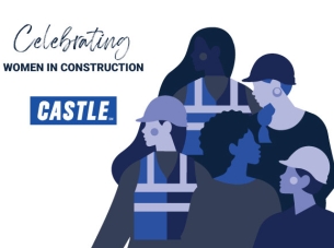 Women in Construction graphic with dark blue figures on a white background.
