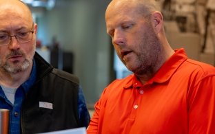 Two men talking
