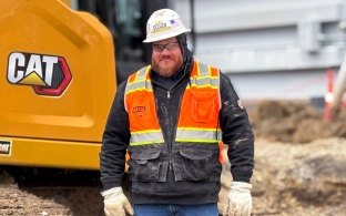 Jake Vanbooven with dozer on construction site