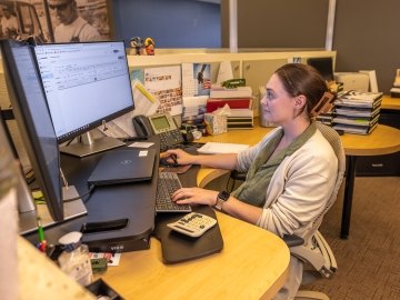 person working at a computer