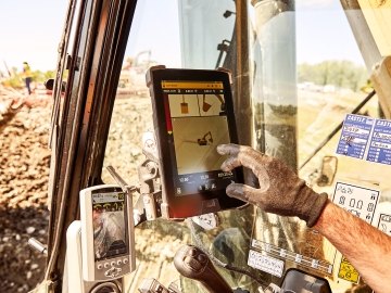 Tablet inside excavator