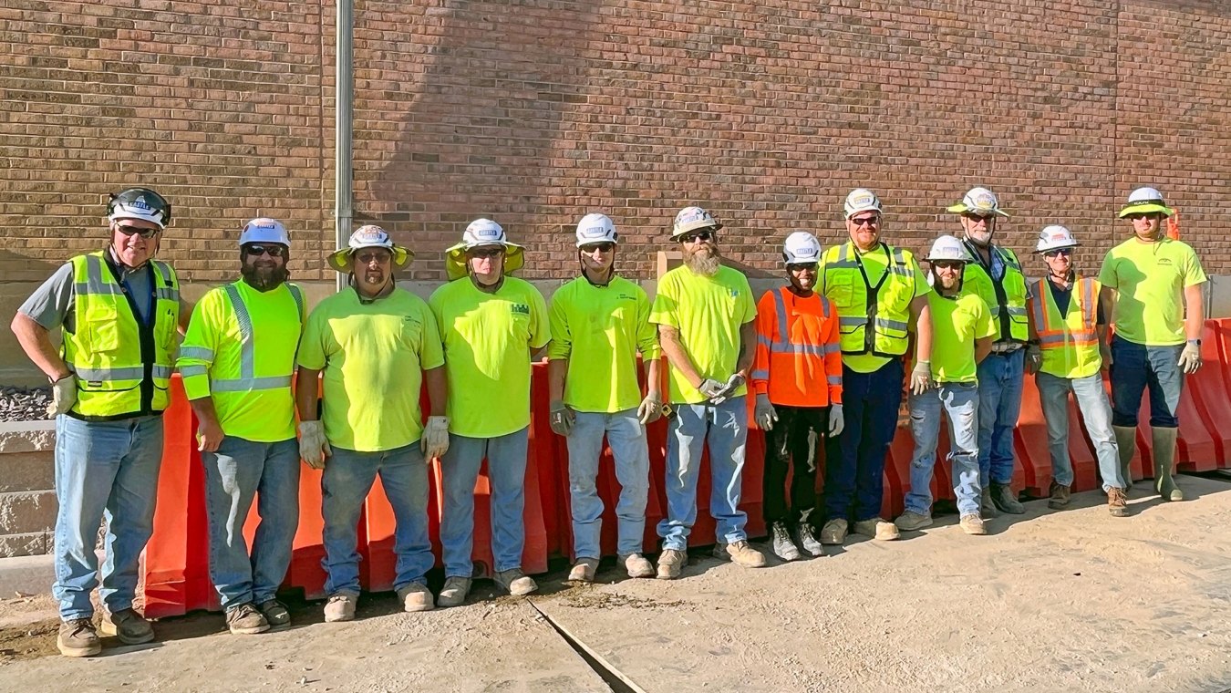 Construction worker project team group photo