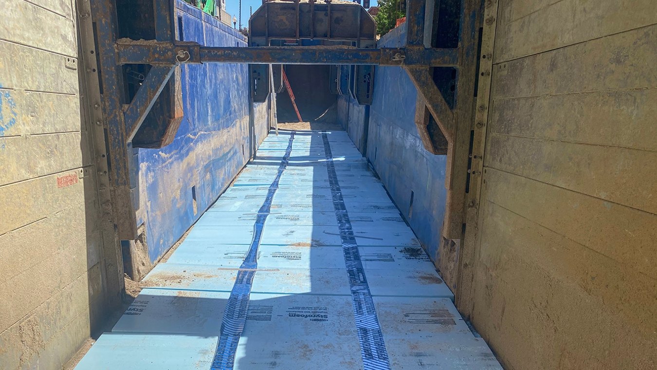 Installed trench box