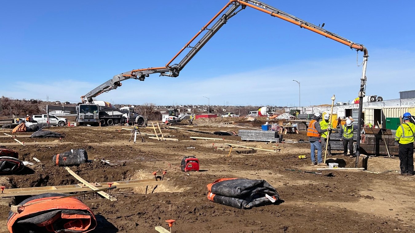 Civil construction on leveled jobsite