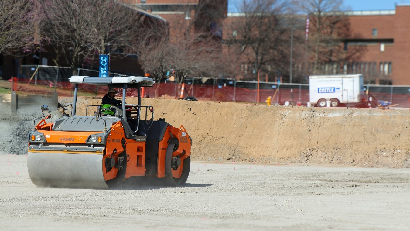 Double drum dirt roller on STLCC project site