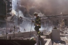 Destroyed buildings in New York from the 911 attack