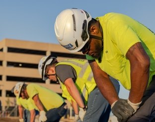 people stretching before working