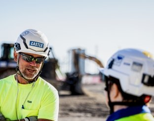 people talking on a jobsite