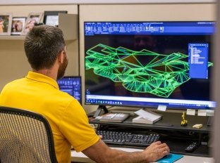 Engineer at computer