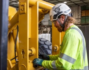 person working on equipment