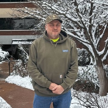 Billy Barton stands in front of Castle Contracting office