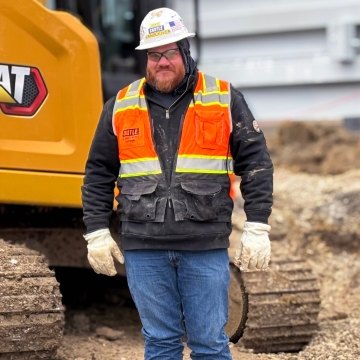 Jake Vanbooven with dozer on construction site