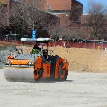 Double drum dirt roller on STLCC project site